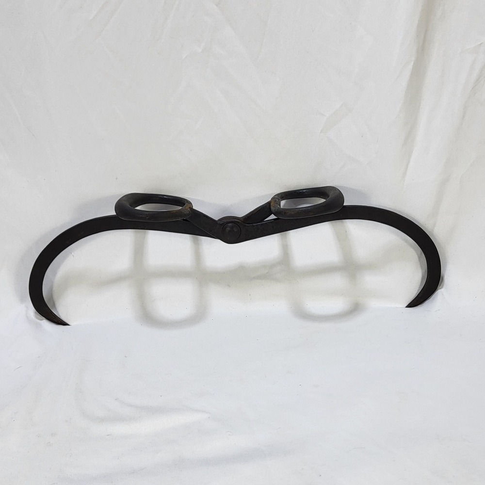 Antique Staatsburg NY Ice Block Tongs 17in Iron Ice Harvesting Tool Primitive - Picture 6 of 14
